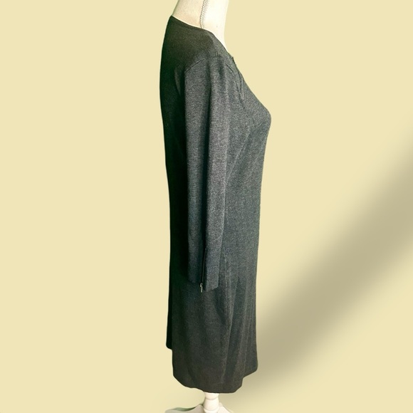 NWT Calvin Klein Gray Sweater Knit Midi Dress With Silver Zipper Details Size M - Picture 11 of 12